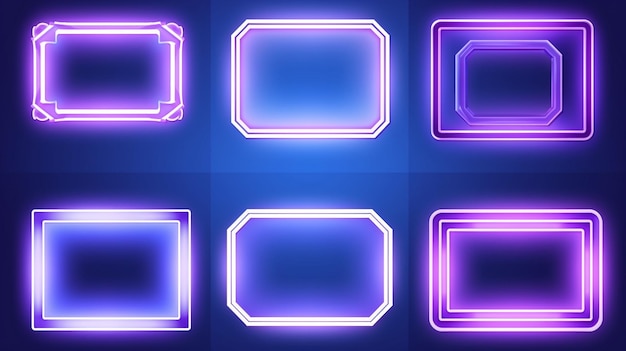 Realistische neon set frames verschillende geometrische