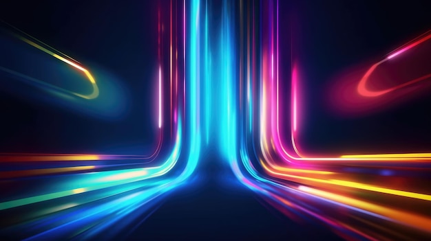 Realistische neonlichten golvende achtergrond Generatieve AI AIG21