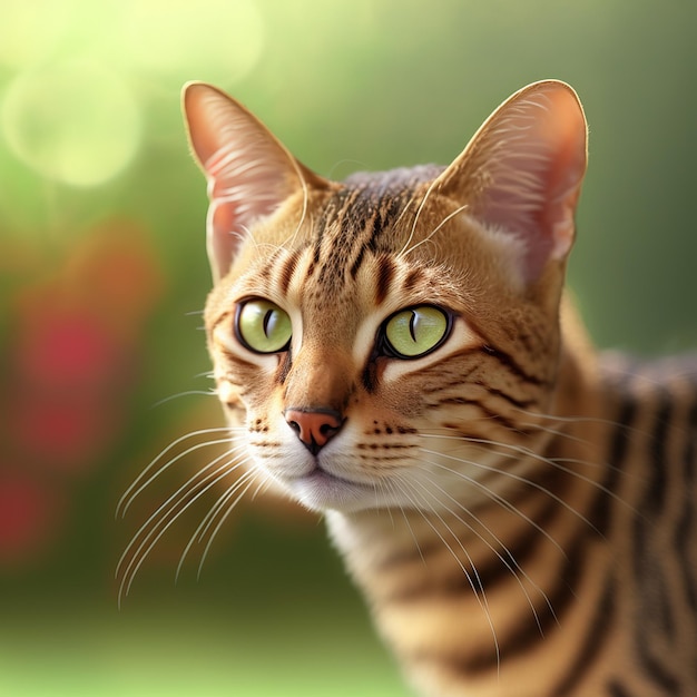 Realistische Ocicat-kat op betoverende natuurlijke buitenachtergrond