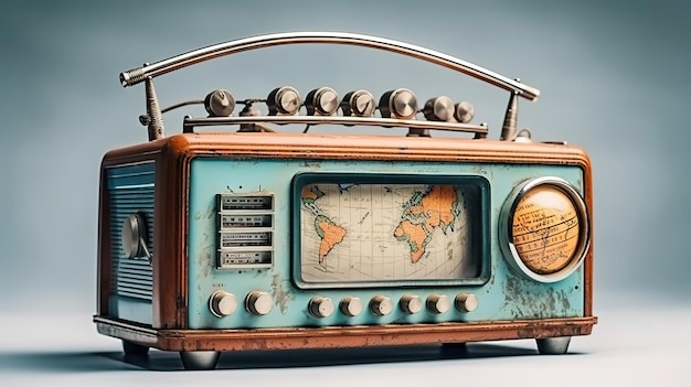 Realistische radiodagachtergrond in vintage stijl Generatieve Ai