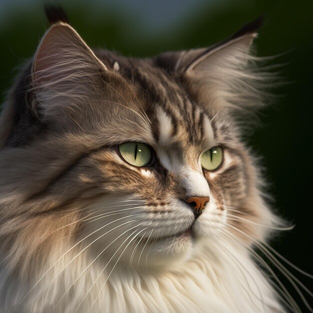 Realistische ragamuffin-kat op verrukkelijke natuurlijke buitenachtergrond