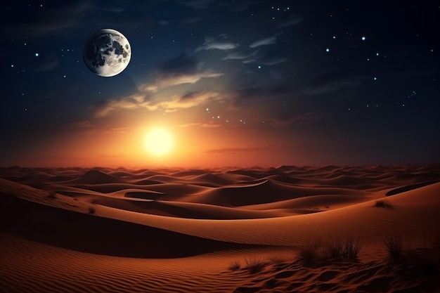 Realistische ramadan woestijn midden oosten achtergrond