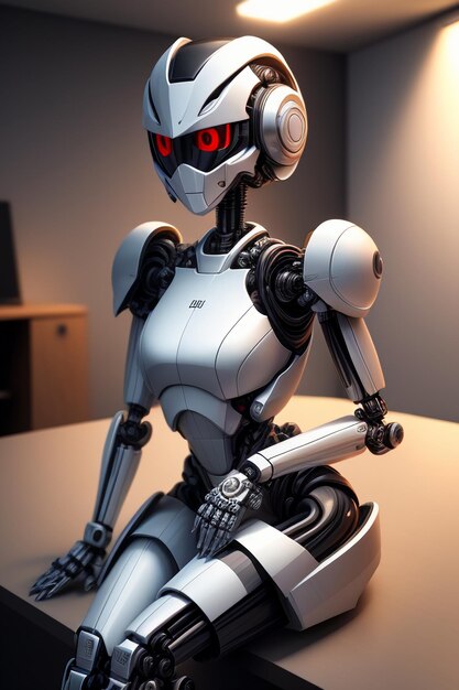 Realistische robot vrouwelijke krijger toekomstige technologie