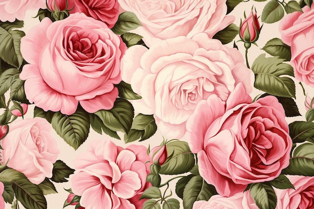 Realistische rozen bloemen borduurwerk achtergrond