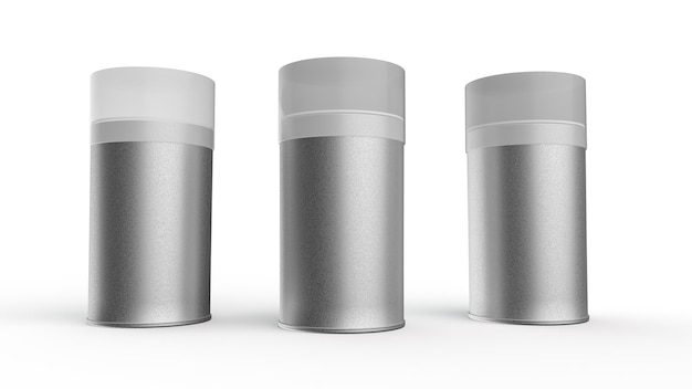 Realistische ruwe metalen pot cilinder vorm container 3d illustratie