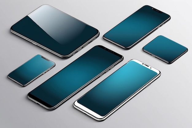 Realistische smartphone mockup Mobiele telefoon frame met leeg scherm geïsoleerde sjablonen telefoon verschillende hoeken weergaven Vector mobiele apparaat concept