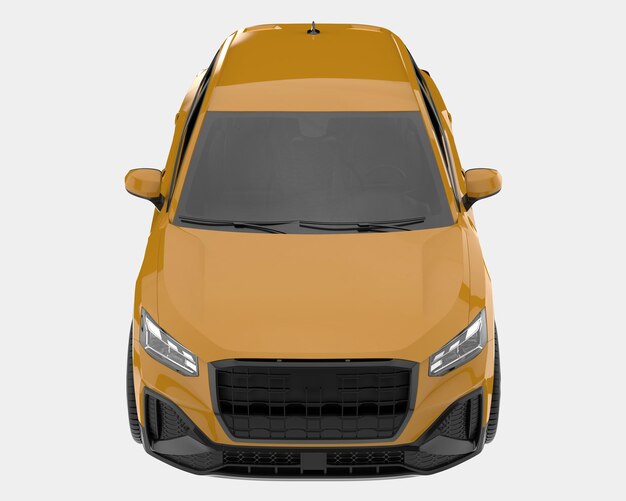 Realistische SUV-auto die op achtergrond 3d teruggevende illustratie wordt geïsoleerd