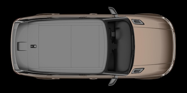 Realistische SUV-auto die op achtergrond 3d teruggevende illustratie wordt geïsoleerd