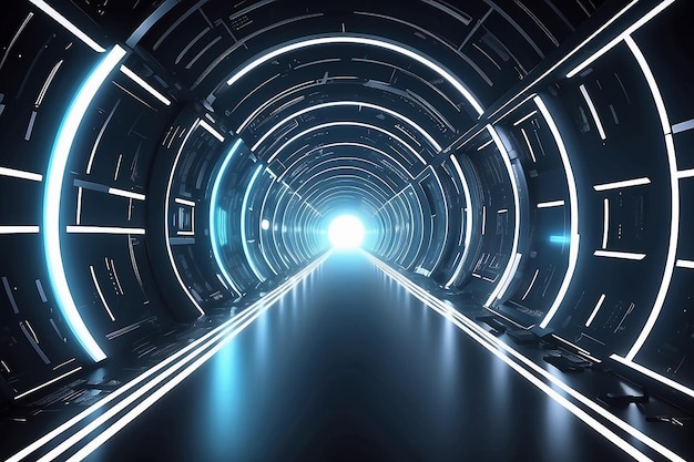Realistische technologie lichttunnel futuristische achtergrond