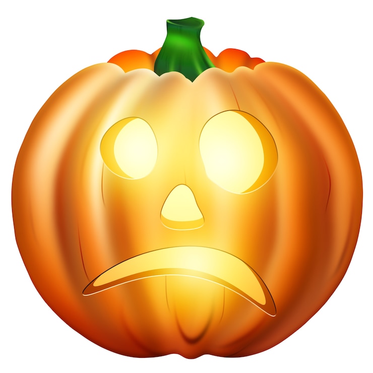 Foto realistische tekening oranje halloween pompoen geïsoleerd op een witte achtergrond.
