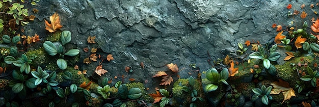 Realistische textuur van de bosvloer met bladeren, twijgen en mos professionele fotografie en licht