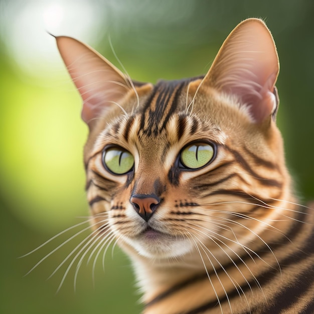 Realistische toyger-kat op betoverende natuurlijke buitenachtergrond