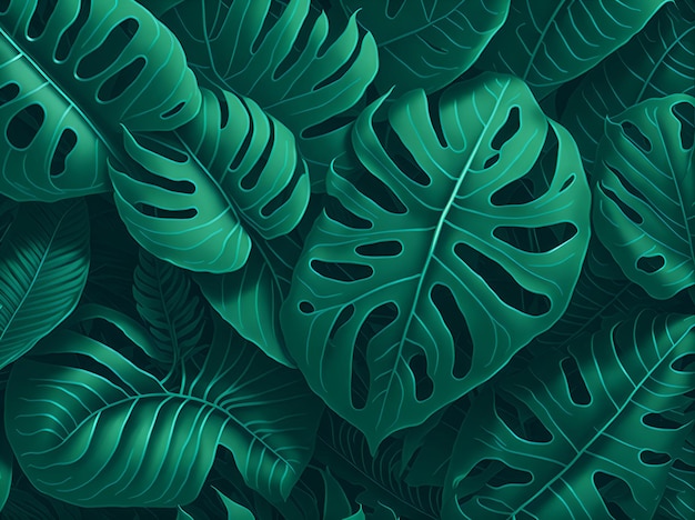 Realistische tropische groene bladeren monstera achtergrond
