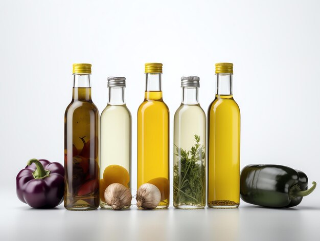realistische verscheidenheid aan flessen met plantaardige olie