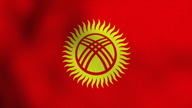 Realistische vlag die in de wind zwaait De nationale vlag van Kirgizië