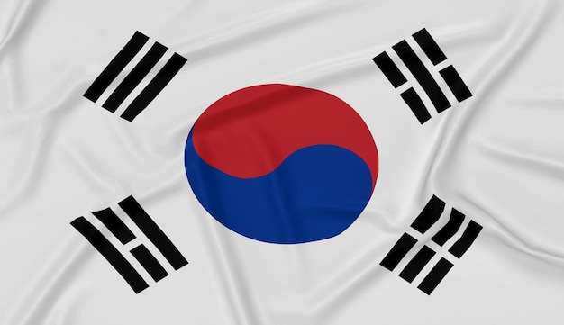 Realistische vlag van zuid-korea