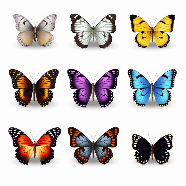 Realistische vlinders vector illustratie op doorzichtige achtergrond