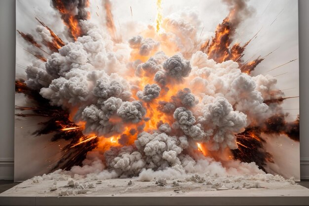 Realistische vurige explosie op een witte achtergrond Explosie Explosie van bewolkt stof 3d i