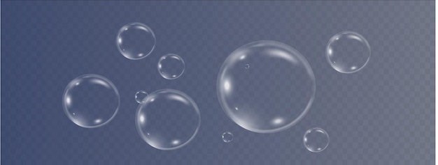 Realistische zeep vector bubbels png geïsoleerd op transparante achtergrond Het effect van het vallen