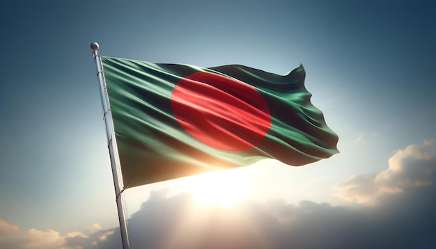 Realistische zwaaiende Bangladesh vlag voor Onafhankelijkheidsdag