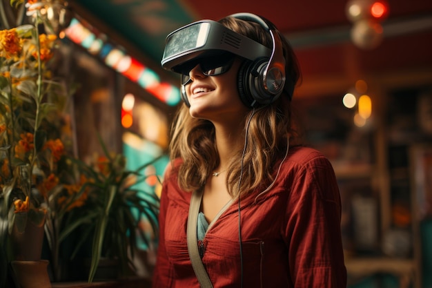 Reality headset to experience online shopping in an immersive way from her live Generative AI