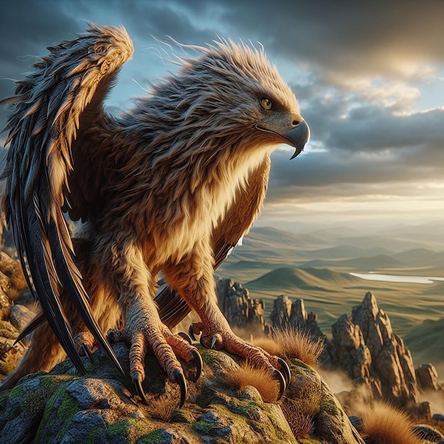 realm of mythical creatures a fearsome griffin generative ai