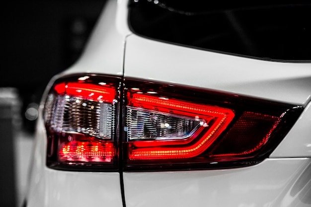 rear stop light of white modern car
