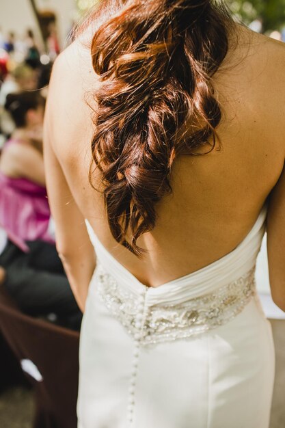 Rear view of bride during wedding