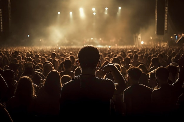 Foto la vista posteriore della folla del concerto creata con l'ia generativa