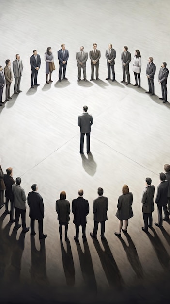 Rear view of a group of business people standing in a circle