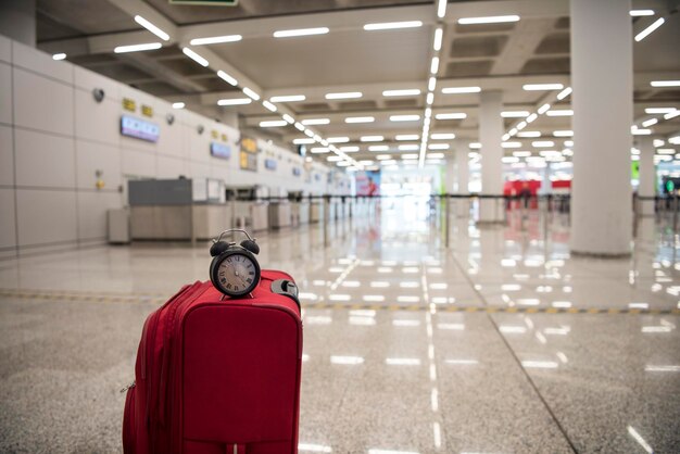 Foto vista posteriore di un uomo sulla pista dell'aeroporto