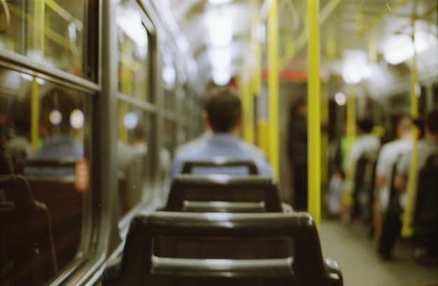 rear view of man in bus