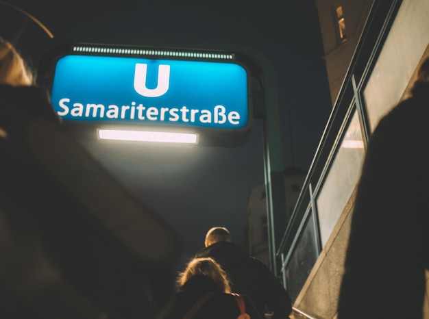 rear view of people at night