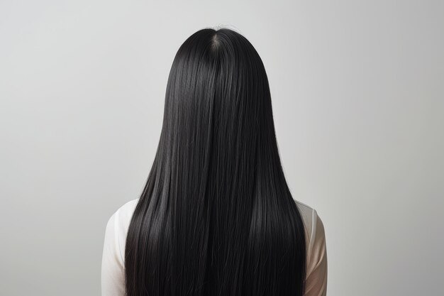 Rear View Portrait Korean Woman Showcasing Glossy Hair