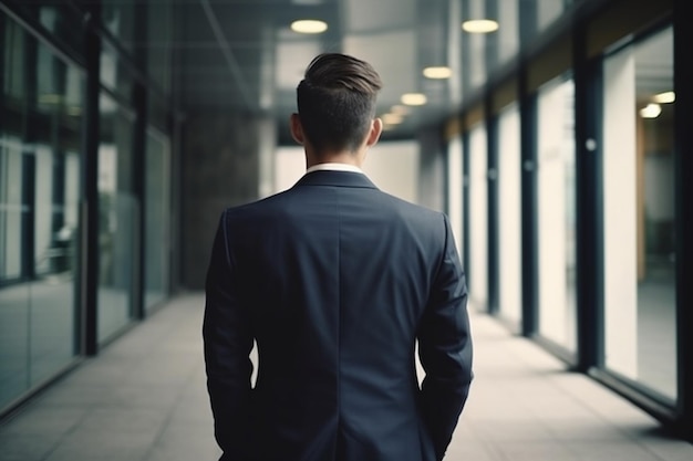 Photo rear view of stylish businessman in suit