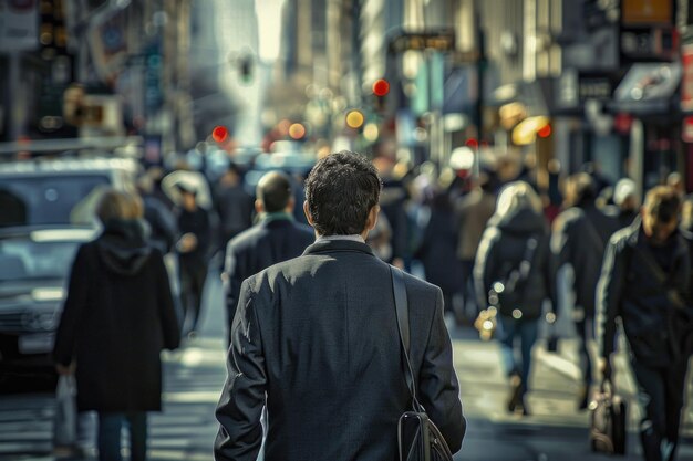 Rear view of very busy man