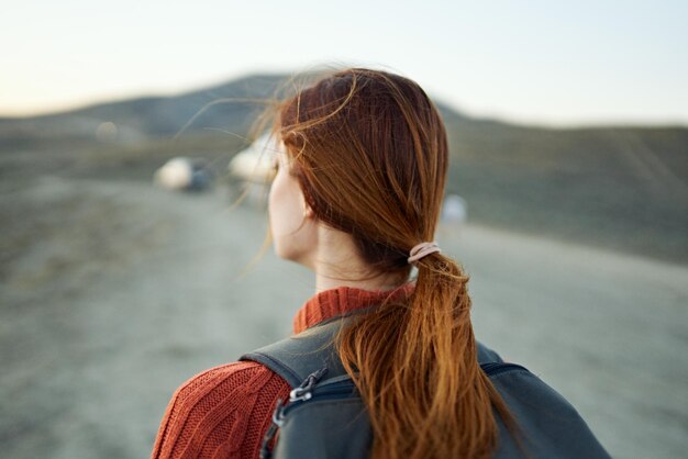 Photo rear view of woman against sky