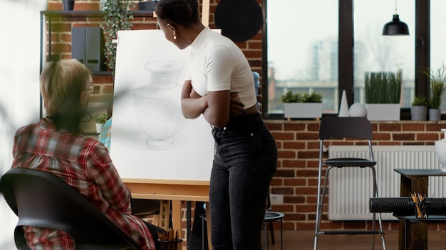 Rear view of woman exercising in gym