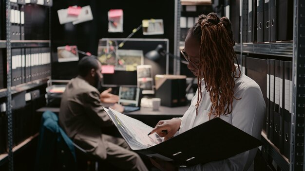 Photo rear view of woman reading book