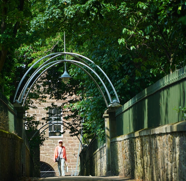 Photo rear view of woman standing in park