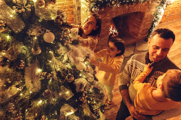 Rear view of woman with christmas decoration