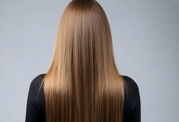 Photo rear view of the woman with long hair studio