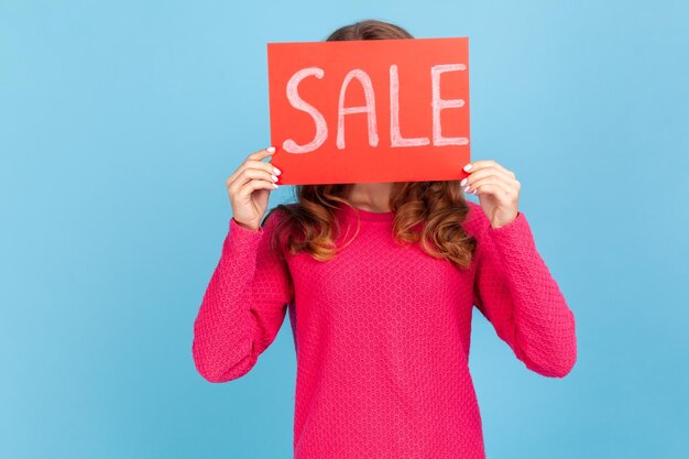 Photo rear view of woman with text against blue background