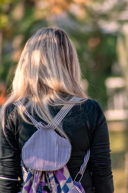 Rear view of woman