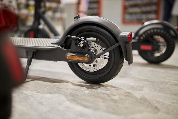 The rear wheel of the scooter Kick scooter