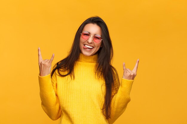 Rebel trendy woman in sunglasses