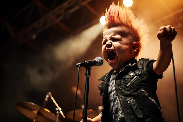 Foto rebellious punk boy rock concert generate ai