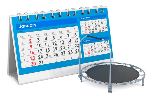 Rebounder met 3D-weergave van de fitnesskalender