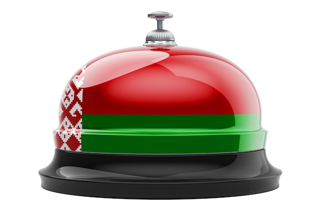 Reception bell with Belarusian flag 3D rendering isolated on white background