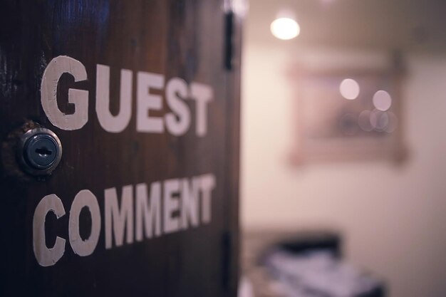 Photo reception desk at the blurred background